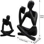 Gold Reading Women Statue, Thinker Sculptures, Abstract Art Ornament, Modern Aesthetic Figurine Decoration, Suitable for Home Living Room Bedroom Office Shelf Table Desk Bookshelf Decor (Black Right) - Image 3