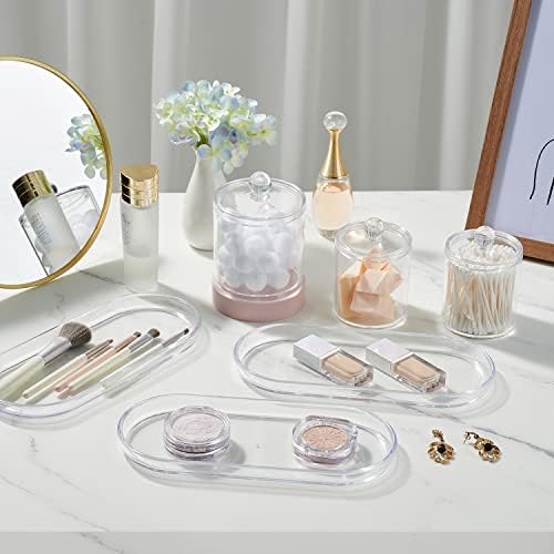 SheeChung Acrylic Vanity Tray, 2 Pack, Clear, 9.65 in x 4.5 in x 0.79 in, Catchall Tray, Countertop Sink Tray Dispenser, Sturdy Holder for Cabinet, Shelf, Cupboard, or Closet Organization - Image 5