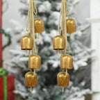 2 Pack Gold Metal Vintage Bells with Jute Hanging Rope by VUSKLY