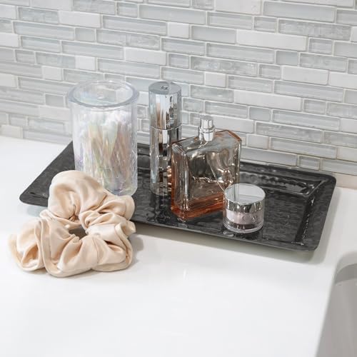 Monarch Abode Decorative Tray – 12-Inch Hand Hammered Dark Grey Metal Bathroom Tray Countertop, Vanity Trays Organizer, Perfume Plate for Dresser, Kitchen Countertop Large Fruit Platter, Pack of 2 - Image 2