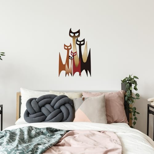 Wesiti Metal Cat Wall Art Decor Colorful Sculpture Mid Century 10.6x15.7 - Image 6