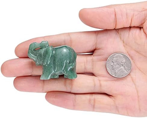 Jovivi Green Aventurine Crystal Elephant Figurines 1.5'' Green Room Decor - Image 2