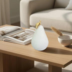 Sandstone White Pear Figurine with Gold Leaf, Textured Resin Fruit Sculpture, Minimalist Neutral Home Decor Statue for Kitchen Counter, Coffee Table & Shelf Decor - Image 2