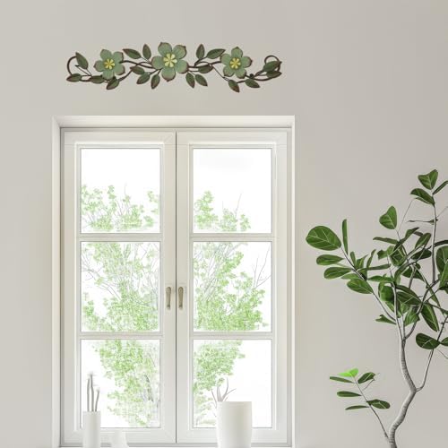 Wesiti Metal Flower Wall Art Decor Vintage Wrought Scroll, Green - Image 4