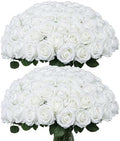 Coferset 50pcs Velvet Artificial Roses Flowers in Bulk,Ivory White by Coferset