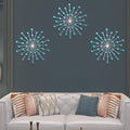 DXYAKY Set of 3 Blue Metal Starburst Wall Art Decor, Rhinestone Crystal Home Decor Accents, 9.8 Inch Decorative Wall Hanging Diamond, Jeweled Sparkle Wall Sculptures for Living Room Bedroom by DXYAKY