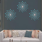 DXYAKY Set of 3 Blue Metal Starburst Wall Art Decor, Rhinestone Crystal Home Decor Accents, 9.8 Inch Decorative Wall Hanging Diamond, Jeweled Sparkle Wall Sculptures for Living Room Bedroom by DXYAKY