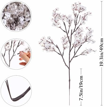 SITUMEIZI 6Pcs White Artificial Baby's Breath Flowers 19.3 Inch Silk Gypsophila Bundles Real Touch Fake Flowers for Wedding, Home Decor, Fall Centerpieces DIY Floral Arrangement - Image 4