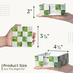 CHI AN HOME 4" Capiz Checkered Coasters Set 6 with Holder, Pistachio Green - Image 3