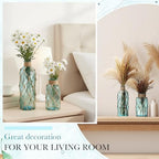 Chuangdi Set of 2 Coastal Glass Flower Vase with Boho Rope, Light Blue - Image 4
