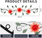 KHJCXS Metal Wall Art Modern Minimalist Metal Flowers Indoor Decor Horizontal Wall Art Iron Artwork,for Over Door,Bedroom,Living Room,Kitchen,Office Scroll Decor(Red) - Image 2
