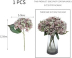 Kimura's Cabin 6pcs Fake Hydrangeas Flowers Vintage Artificial Silk Hydrangea Bouquets with Stems for Wedding Party Home Table Core Decoration (Green Purple, Pack of 6) - Image 2