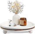 Round Wooden Decorative Tray Coffee Table Tray Home Decor 11.8" White by Unknown