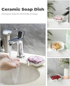 Zoeeker Soap Dish with Waterfall Design, Ceramic Soap Holder for Countertop - Image 6