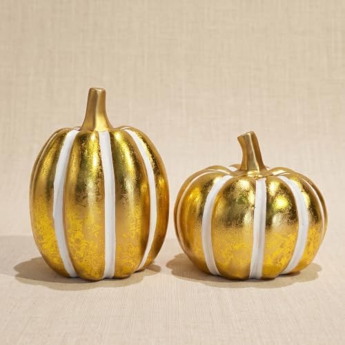 FESTGLOX 2Pcs Resin Pumpkin Figurines, Fall Thanksgiving Decor by FESTGLOX