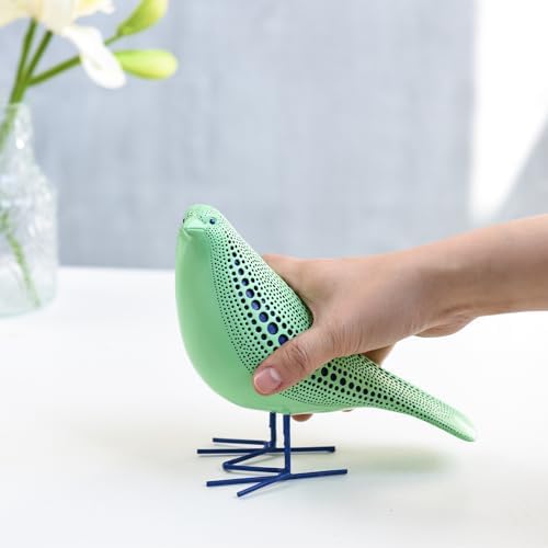 Quoowiit Bird Figurine, Modern Sculpture and Statues for Home Decor, Animal Statues for Bookshelf, Table, Entryway, Fireplace, Resin Decorative Sculpture with Chic Polka Dots Art Design (Green) - Image 5
