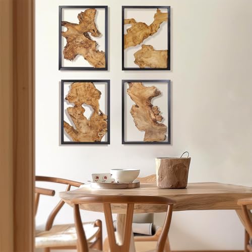 Modern Wood Wall Decor- Natural wood Handcrafted Rustic Charm for Your Home - Perfect for Living Room, Bedroom,Kitchen,or Office (Irregular*4) - Image 3