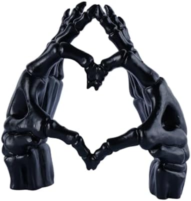 Skeleton Heart Hands Decor Gothic Statues Goth Home Decor, Black by Unknown
