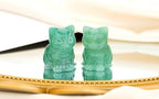 QINJIEJIE Green Aventurine Crystal Cat Figurines Healing Crystals Statue - Image 2