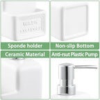 RQYIXI 2-in-1 Ceramic Soap Dispenser with Sponge Holder,White,15 Oz - Image 6