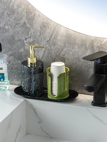 Ceramic Bathroom Cup Dispenser, 3 OZ Bathroom Cup Holder, Green - Image 7