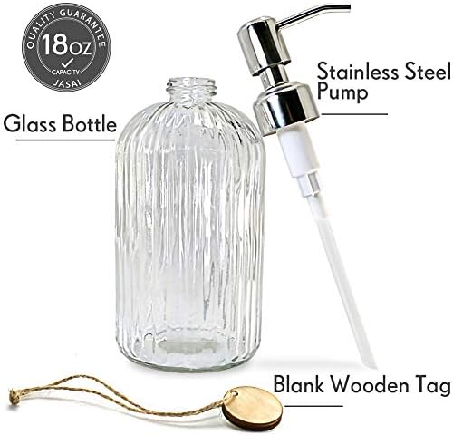 JASAI 18 Oz Clear Glass Soap Dispenser with Rust Proof Stainless Steel Pump - Image 2