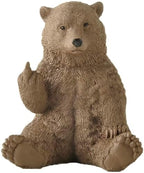Brown Bear Middle Finger Figurine, Hilarious Funny Resin Bear Statue by JFSM+INC.