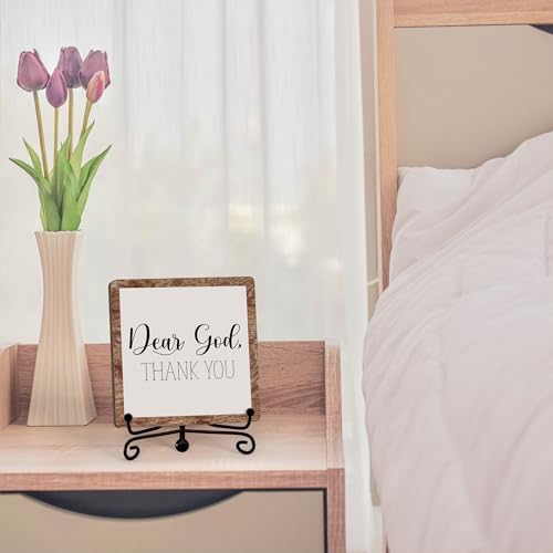 Modern Farmhouse Decor, Home Decor For Living Room, Boho Chic Aesthetic Shelf Decorations, Christian Rutsic Dear God Sign, Farm House Entryway Tv Stand Fireplace Coffee Table Decoration (06) - Image 4