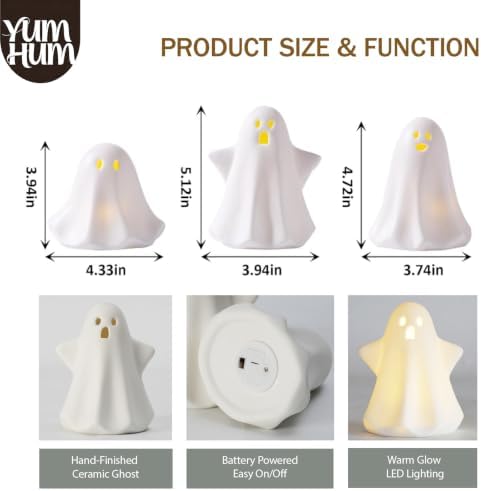 3PCS Light Up White Ghosts for Halloween Decorations - Image 2
