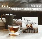 Rustic Bear Sign - Live Like Someone Left The Gate Open Wooden Box Signs, Bear Decorations For Home, Farmhouse Wood Decoration Home Decor For Desk Table Shelf 5x5 Inch - Image 2