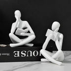 Gold Reading Women Statue, Thinker Sculptures, Abstract Art Ornament, Modern Aesthetic Figurine Decoration, Suitable for Home Living Room Bedroom Office Shelf Table Desk Bookshelf Decor (White Left) - Image 2