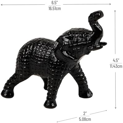 Mind Reader Lucky Wealth Elephant Figurine, Symbol of Fortune, Wealth, and Happiness, Decorative Sculpture, Cast Aluminum, Black - Image 3