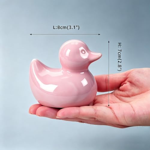 Pink Ceramic Duck Figurines, Mini Ducks Statues for Computer Decor, Desk - Image 3