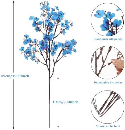 8Pcs Artificial Babys Breath Flowers Real Touch Fake Blue Flower Decoration - Image 6