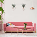 Jexine 2 Pcs Hanging Artificial Planters Wall Decor, Rose Gold, Eucalyptus - Image 4