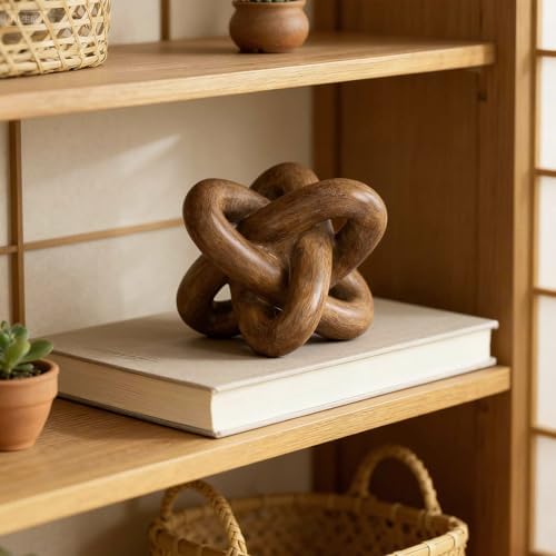 Wood-Toned Knot Sculpture, Triple-Knot Statue, Wood-Toned Home Decor, Ideal for accenting Rustic-Style Coffee Tables, Living Room TV Stands, Dining Tables, and entryway Shelving. - Image 6