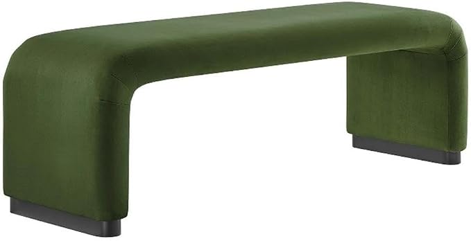 Modway EEI-6734-BLK-MOS Koda Performance Velvet Waterfall Long Bench by Modway