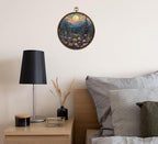 Moonlit Pine Tree Moon Round Wall Art, Full Moon Wall Decor, Woodland Round Artwork for Wall, Wild Flower Circular Wall Decor with Hanging Hook Home Bedroom Living Room Bathroom Kitchen Office, 9 - Image 6