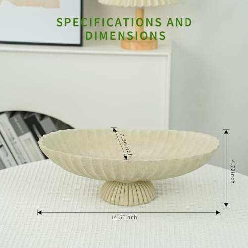 14.5"Large Decorative Long Bowl decor , Fruit Bowls, Key Bowl, Light Gray - Image 3