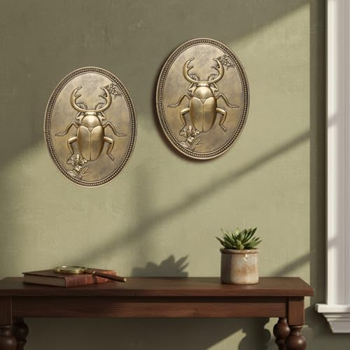 Newinhome Vintage Beetle Wall Sculpture, Antique Wall Decor, Ladybug Wall Decor, Hanging Decoration with Embossed Beetle Design, Vintage Decor for Living Room Bedroom and Hallway, Housewarming Gift - Image 7