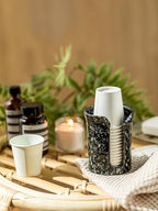 Bathroom Cup Dispenser 3 OZ, Ceramic Bathroom Cup Holder, Black - Image 3