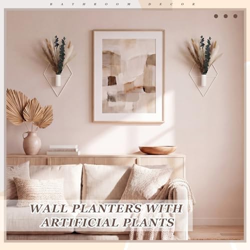 Jexine 2 Pcs Hanging Artificial Planters Wall Decor, White, Mixed Plants - Image 5