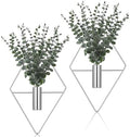 Jexine 2 Pcs Hanging Artificial Planters Wall Decor, Chrome, Eucalyptus by Jexine