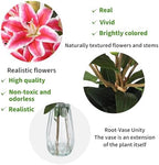 Garvee Faux Lily Flowers with Vase, 6 Heads Full Bloom Lily & 3 Buds, Long Stem Artificial Stargazer Lilies, Faux Tiger Bouquets in Glass Vase for Home Hotel Flower Arrangement Party Decor, White - Image 2