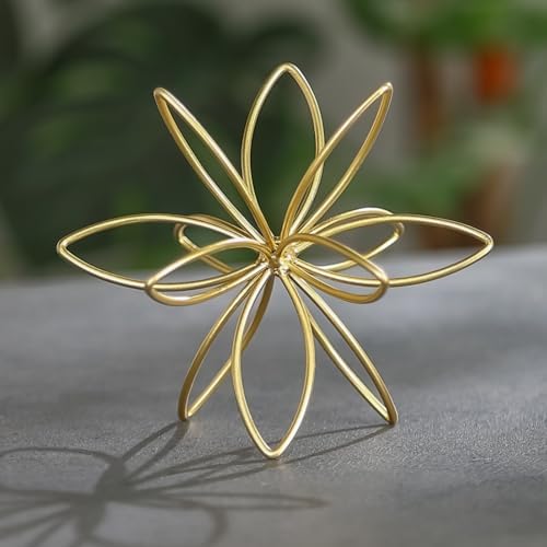 4.25" Gold Sphere Decor, Metal Handmade Floral Decorative Sculpture, Abstract Tabletop Decorative Ball for Home Metal Sphere Decor by MOCOME