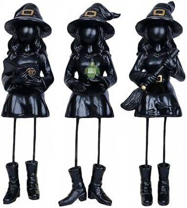 Dlfghos Halloween Decor Witch Figurines Set of 3, Halloween Indoor Decorations Witch Decor Resin Witch Statue for Table Desk Bookshelf Mantel Tiered Tray Spooky Halloween Decor Witch Gifts by Dlfghos