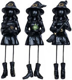 Dlfghos Halloween Decor Witch Figurines Set of 3, Halloween Indoor Decorations Witch Decor Resin Witch Statue for Table Desk Bookshelf Mantel Tiered Tray Spooky Halloween Decor Witch Gifts by Dlfghos
