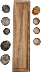 Creative Co-Op 9‑Piece Round Glass Votive Holders on Solid Paulownia Wood Tray, Brown Rustic Finish - Image 5