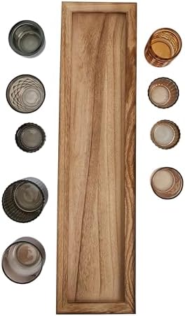 Creative Co-Op 9‑Piece Round Glass Votive Holders on Solid Paulownia Wood Tray, Brown Rustic Finish - Image 5