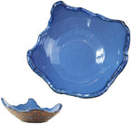 8" Small Ceramic Decorative Bowl，Irregular Rim Reactive Glaze Key Bowls for Entryway Table，Blue Coffee Table Bowl Decor，Modern Fruit bowls for Tabletop or Home Decor by WBXZIXN